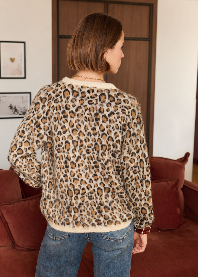 Leopard Print Bow Tie Jumper