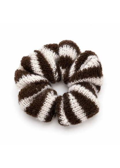 Red/Pink Chunky Stripe Knitted Scrunchie