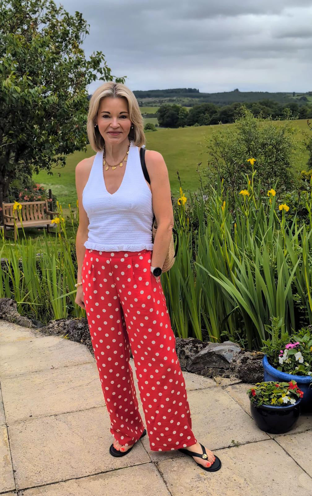 Red/White Polka Dot Wide Leg Trousers (Co-ord Avail)