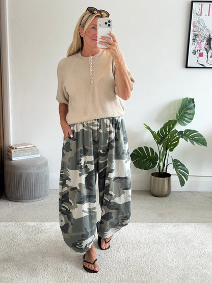 Camouflage Print Cocoon Trousers