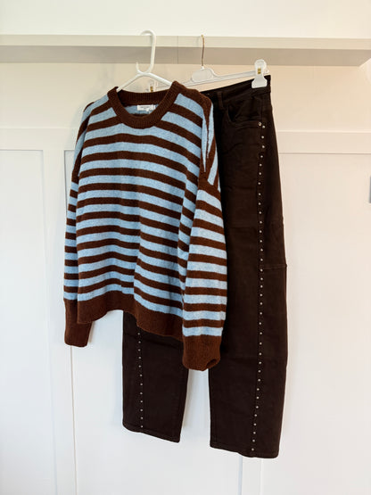 Chocolate Stud Barrel Leg Jeans