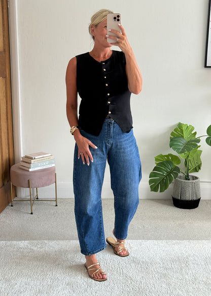 Black Tailored Knit Waistcoat