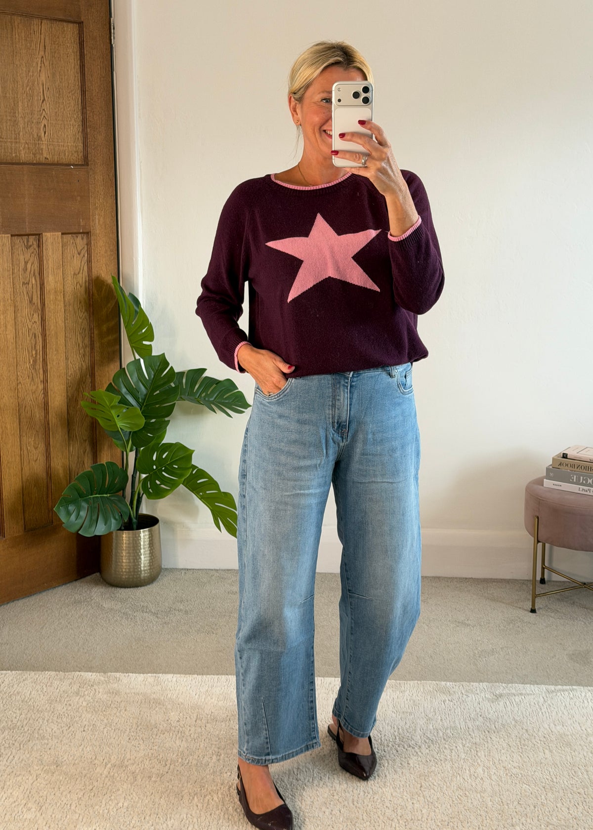 Plum/Pink Cashmere Mix Star Jumper