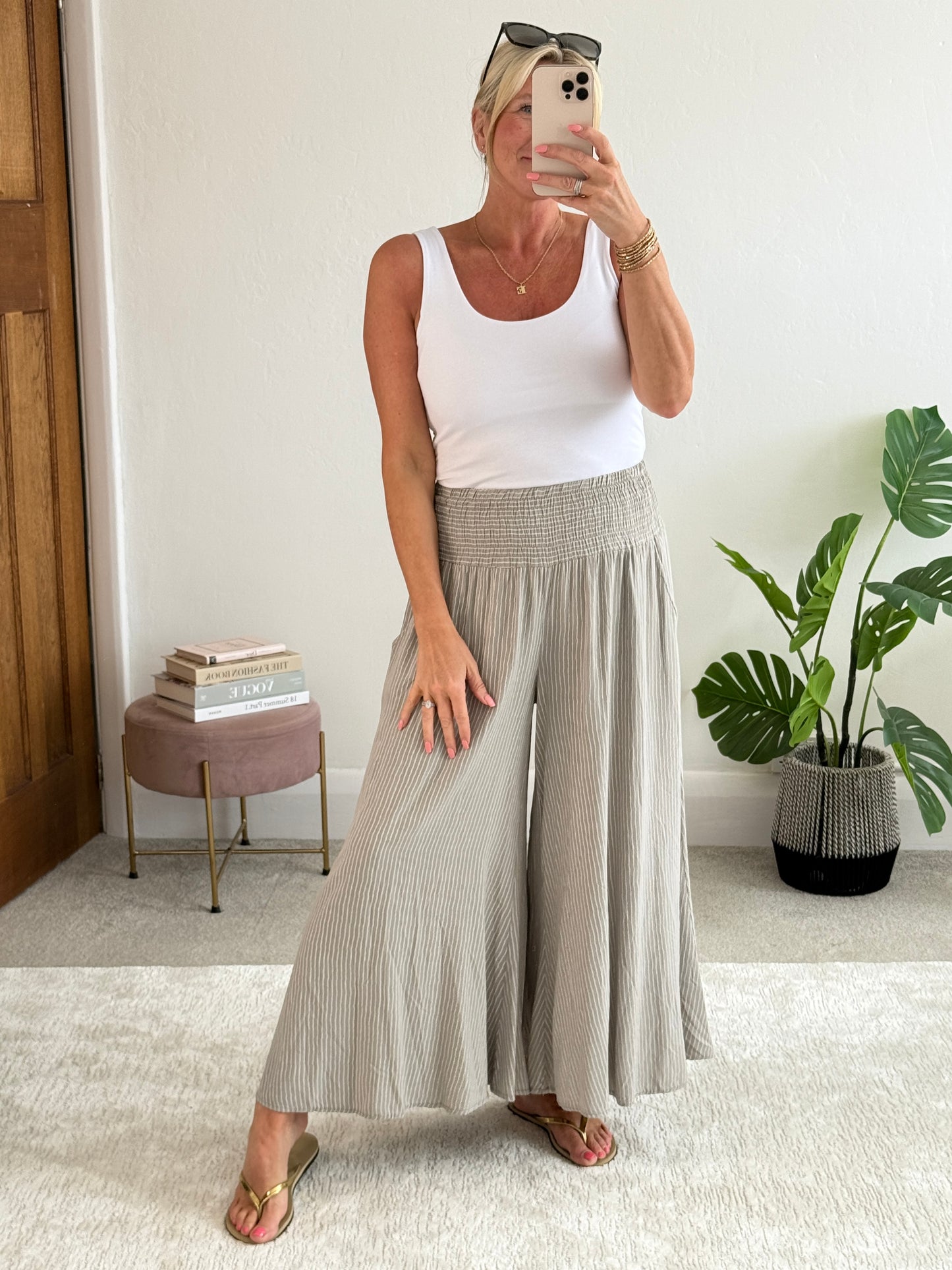 Mocha Stripe Palazzo Culottes