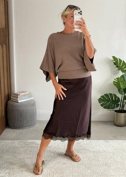 Black 3/4 Sleeve Batwing Jumper