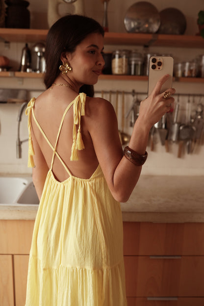 Kelly Green Tie Strap Tiered Maxi Dress