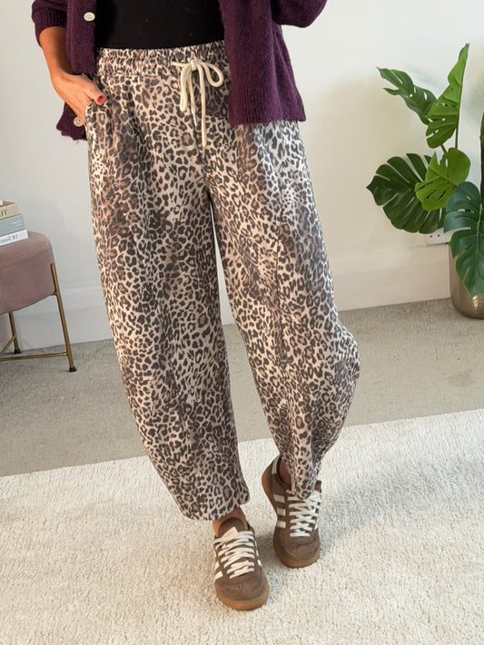 Small Leopard Print Barrel Joggers
