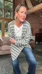 Flo Stripe Long Cardigan - Grey/Khaki