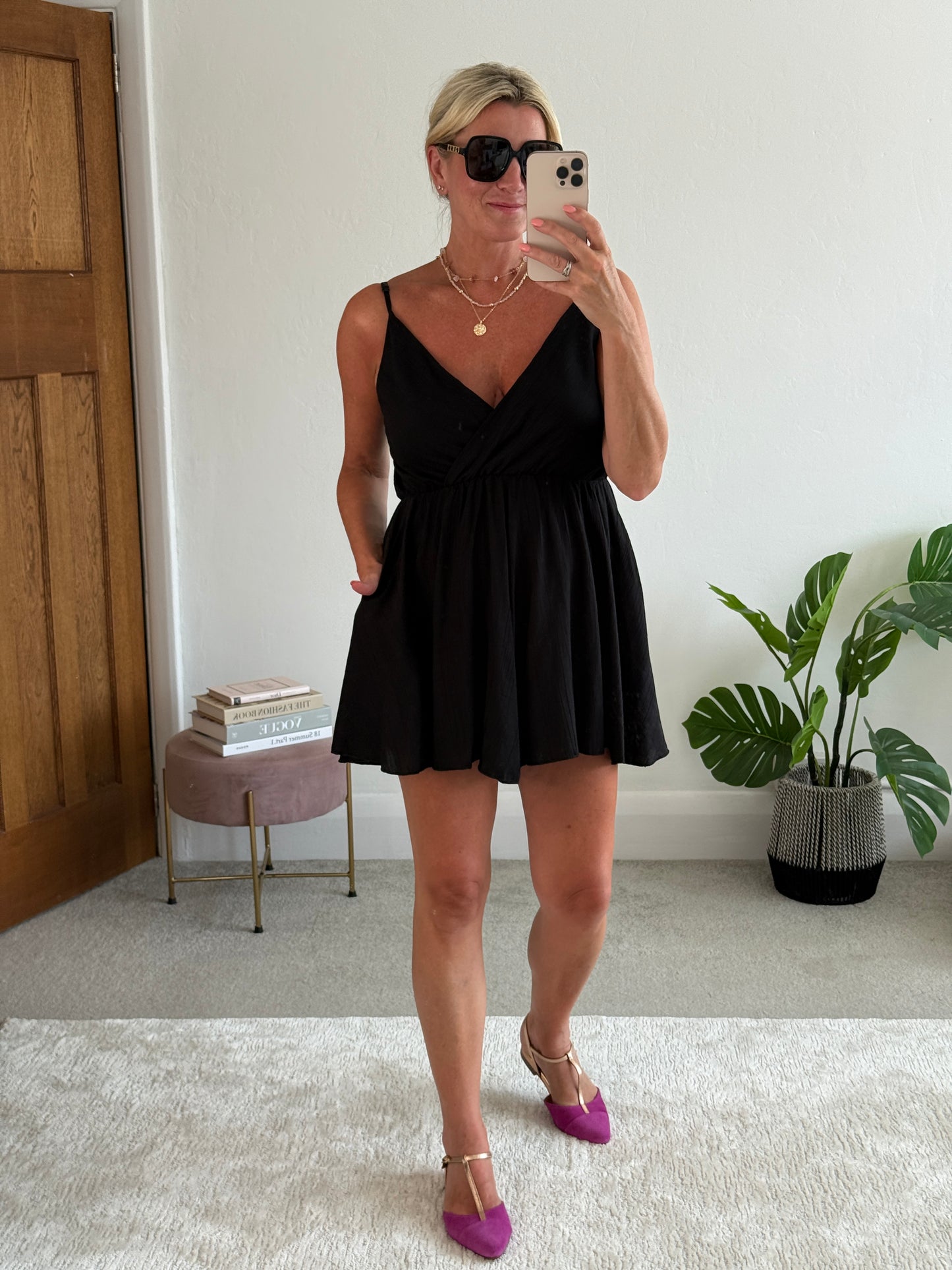 Black V-Neck Playsuit
