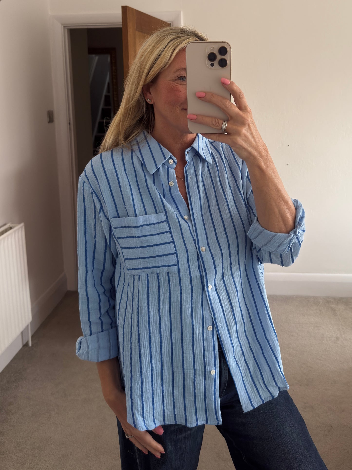 Blue/Navy Stripe Cotton Shirt