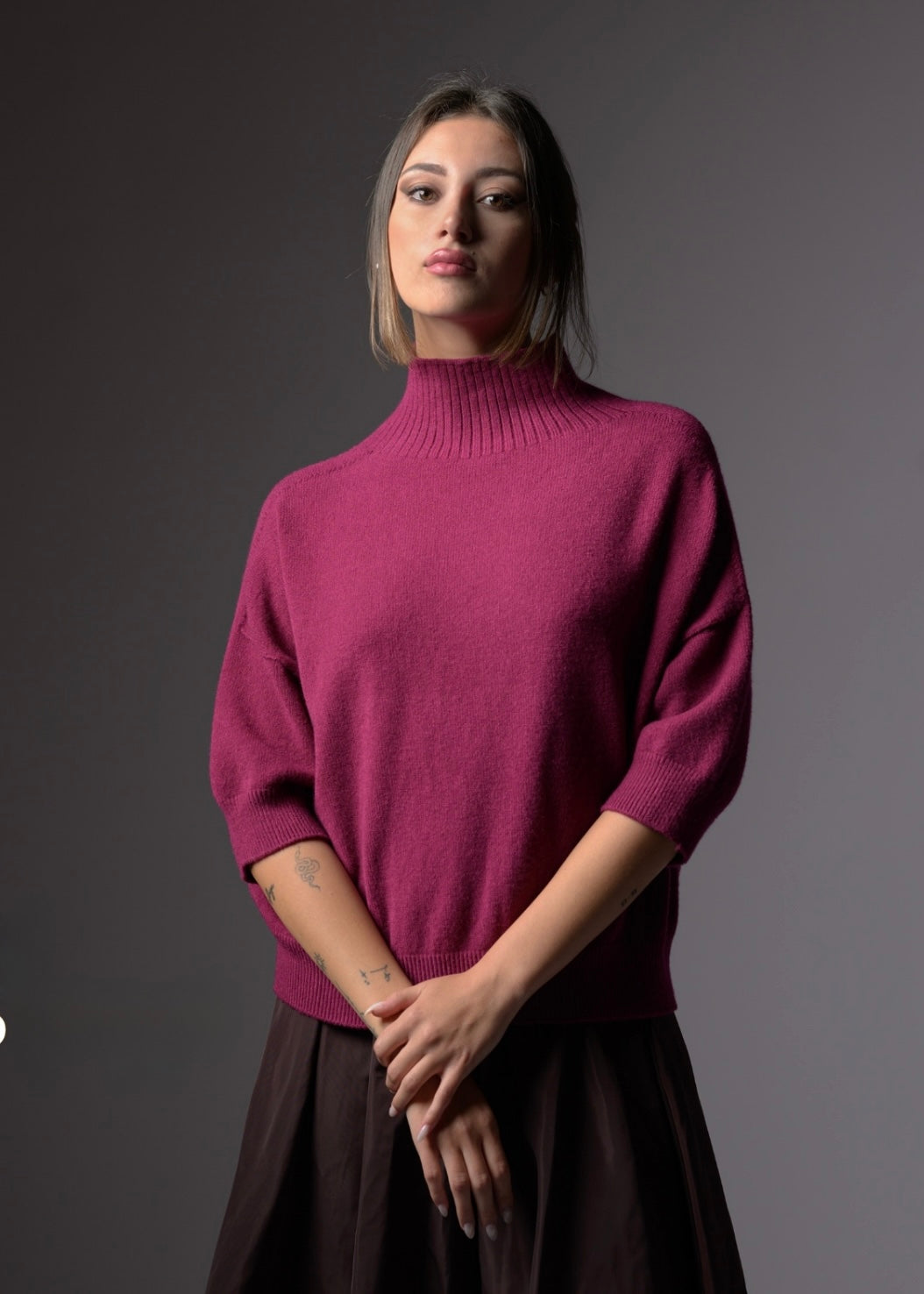Latte Turtleneck 3/4 Sleeve Jumper