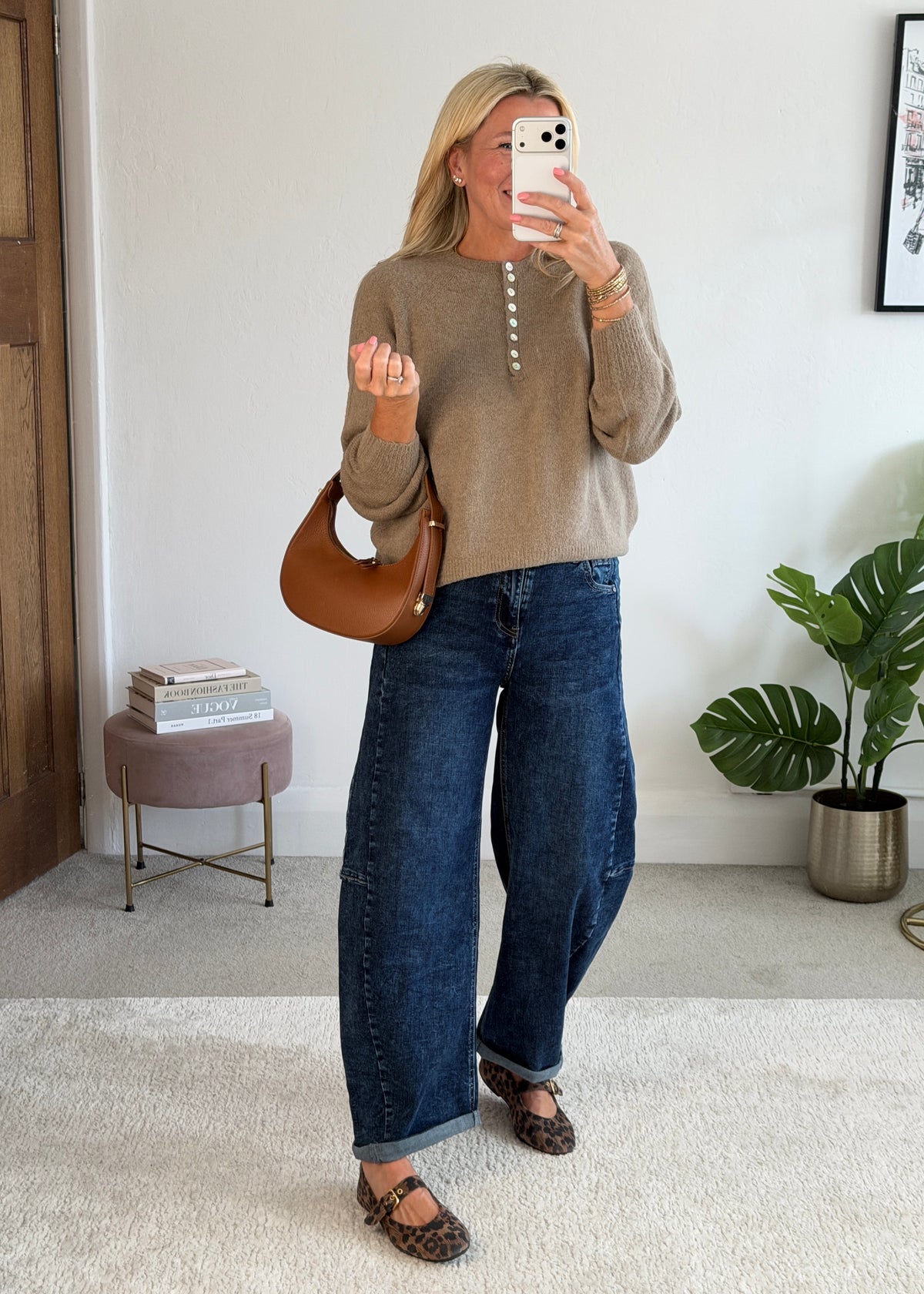 Mocha Alpaca Mix Button Jumper