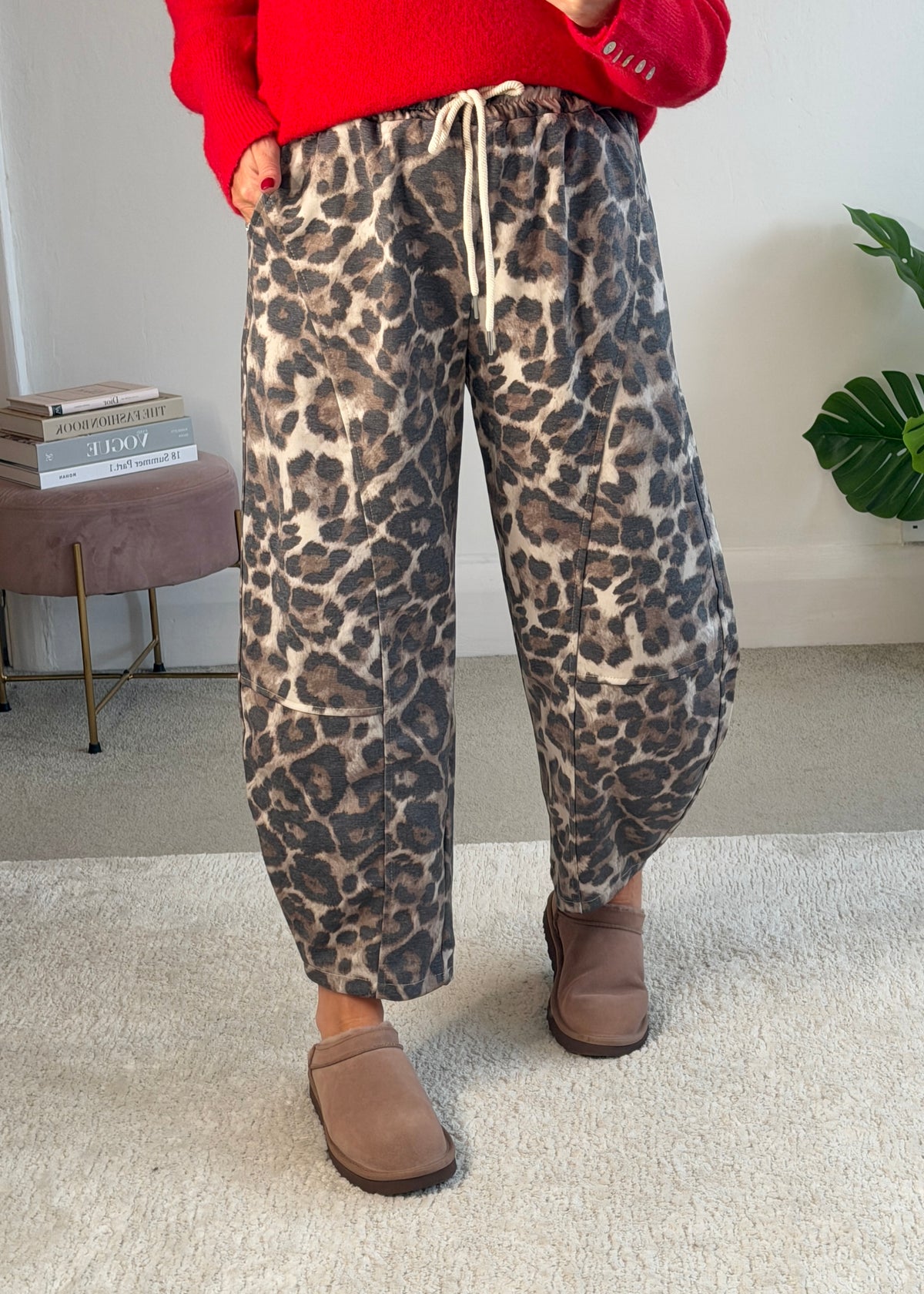Small Leopard Print Barrel Joggers