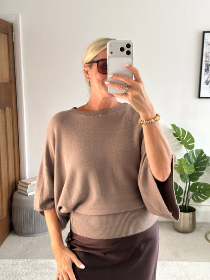 Black 3/4 Sleeve Batwing Jumper