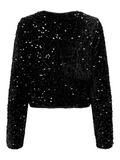 Lanika Black Bow Tie Front Sequin Jacket