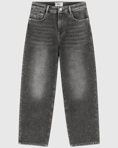 Grey Palone Glitter Barrel Leg Jeans