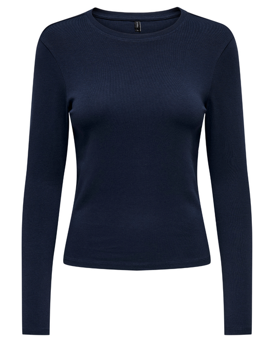 Navy Riley Basic Long Sleeve T Shirt