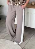 Khaki/Neon Stripe Wide Leg Trousers