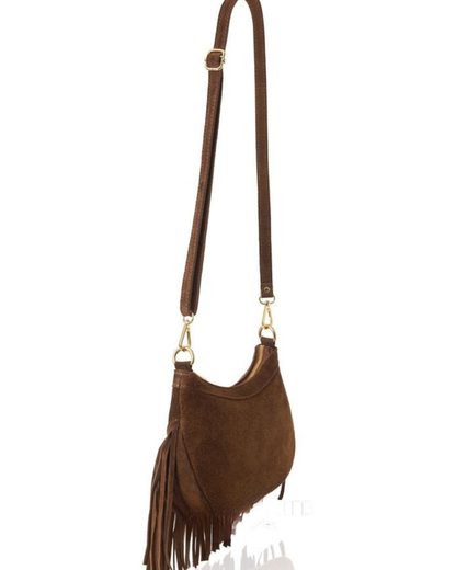 Chloe Dark Chocolate Fringe Cross Body Bag