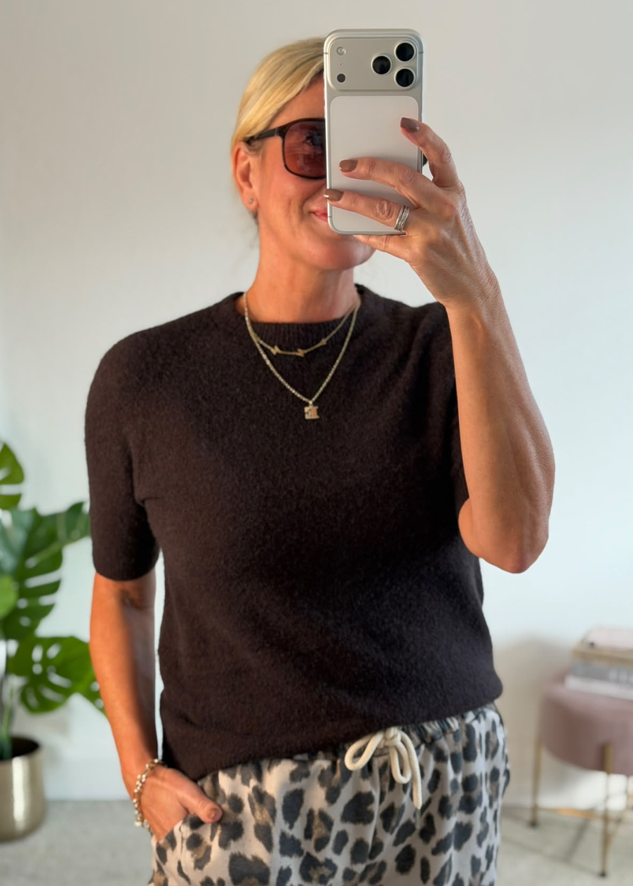 Black S/S Alpaca Mix Jumper
