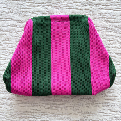 Orange/Pink Woven Stripe Soft Pouch Clutch Bag