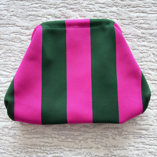 Green/Pink Woven Stripe Soft Pouch Clutch Bag