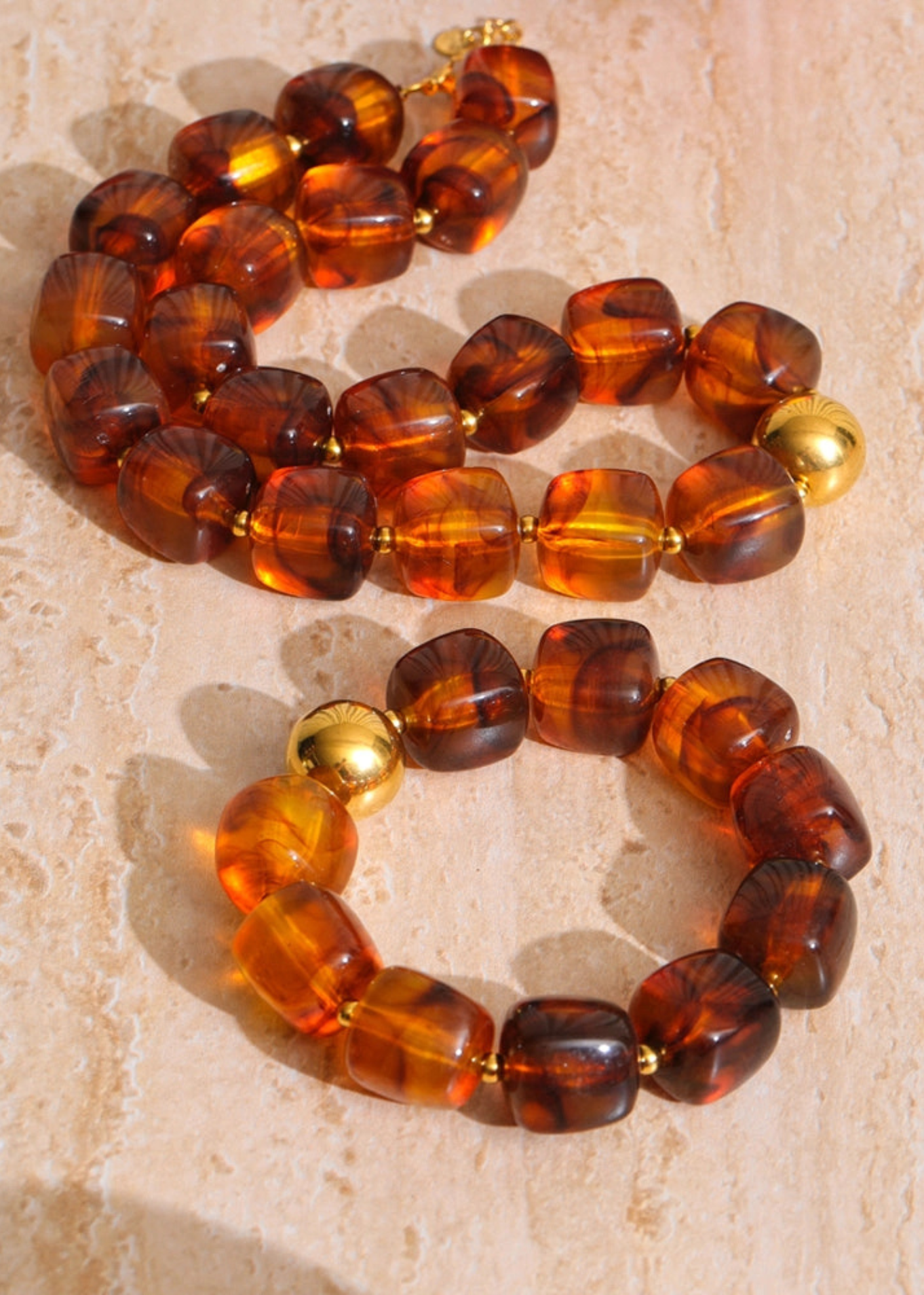 Tortoiseshell Heart Pendant Gold Chain Necklace