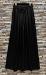 Emy Black Drawstring Satin Wide Leg Trousers