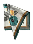 Sage Green Floral Pattern Silk Touch Square Scarf