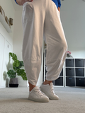 White Slim Barrel Cargo Joggers