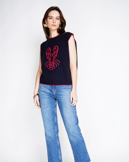 Navy/Red Lobster Motif Tank Top