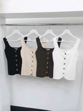 Stone Scoop Neck Gold Button Waistcoat