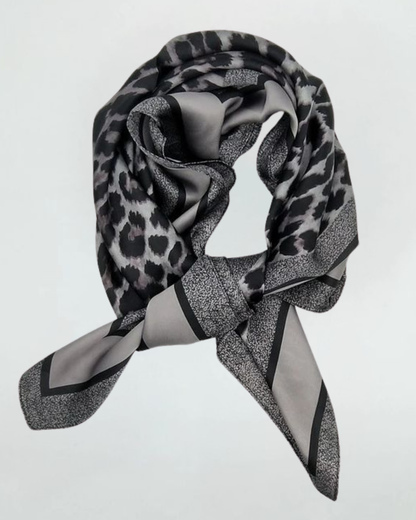 Beige Leopard Print Border Square Scarf