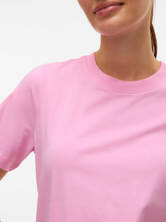 Bon Bon Pink Vero Moda Basic Cotton T Shirt