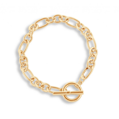 Gold Maude Curb Chain T bar Necklace