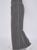 Dark Grey Washed Linen Wide Leg Trousers