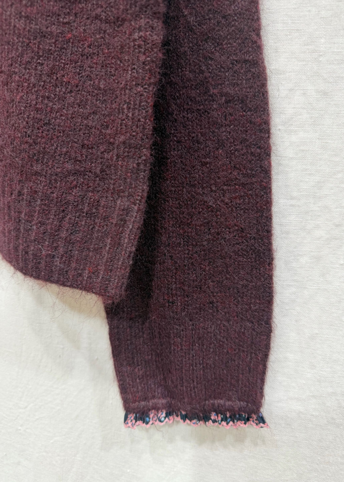 Plum/Pink Floral Frill Trim Cardigan