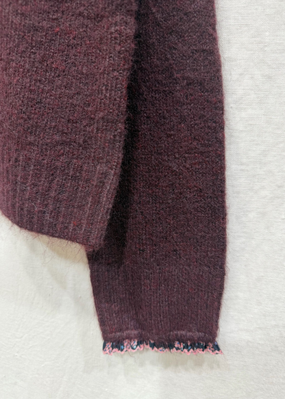 Plum/Pink Floral Frill Trim Cardigan