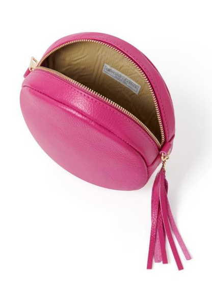 Leopard Leather Circle Crossbody Bag