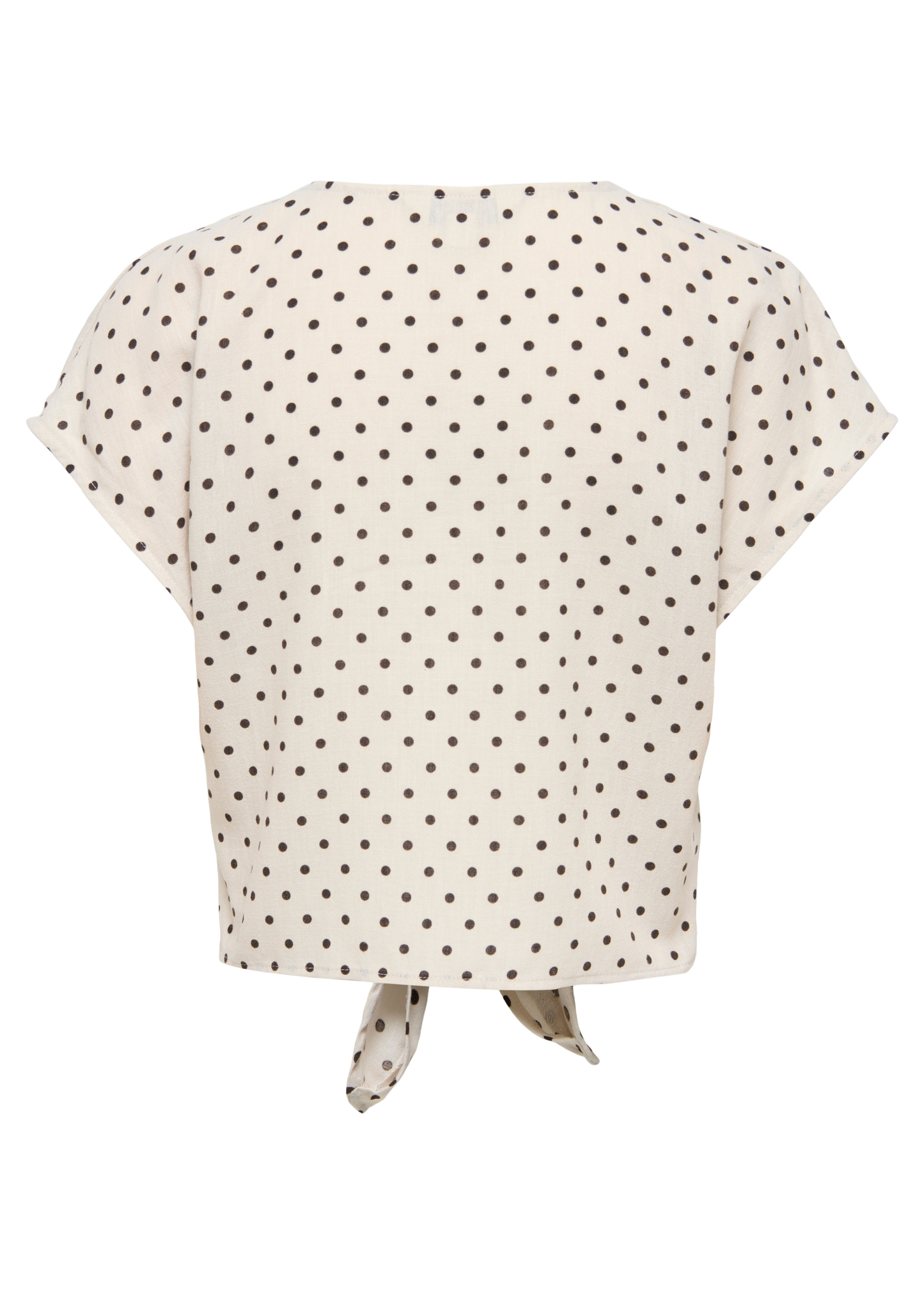 Pumice Stone/Chocolate Polka Dot Tie Front Blouse
