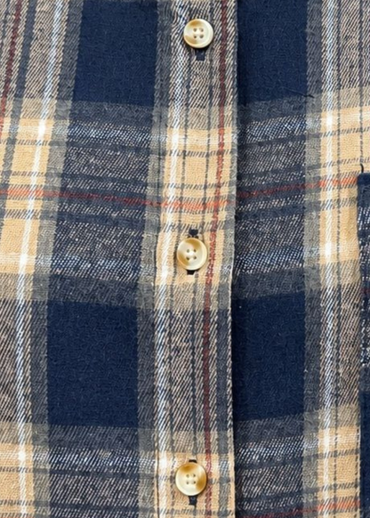 Navy Check Brushed Cotton Blend Shirt
