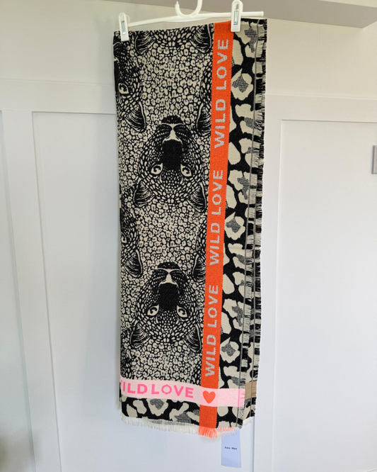 Black "Wild Love" Oversized Scarf