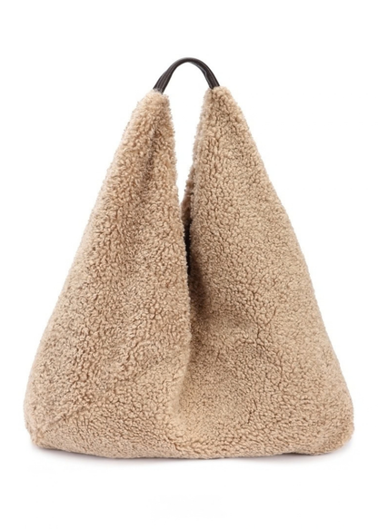 Coffee Oversized Teddy Slouchy Hobo Bag