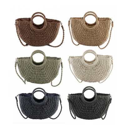 Black Large Basket Top Handle Crossbody Bag