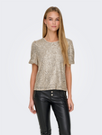 Lana Black/Gold Sequin Puff Sleeve Top