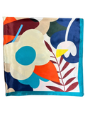 Turquoise Retro Floral Silk Touch Square Scarf