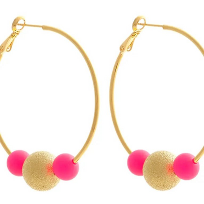 Large Pink Disco Hoopla Earrings
