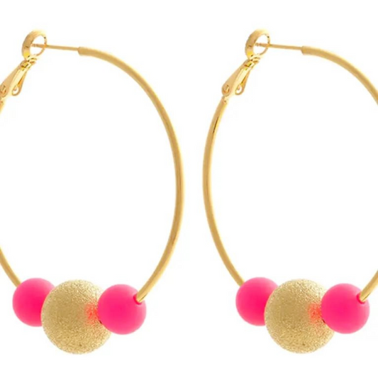 Large Pink Disco Hoopla Earrings