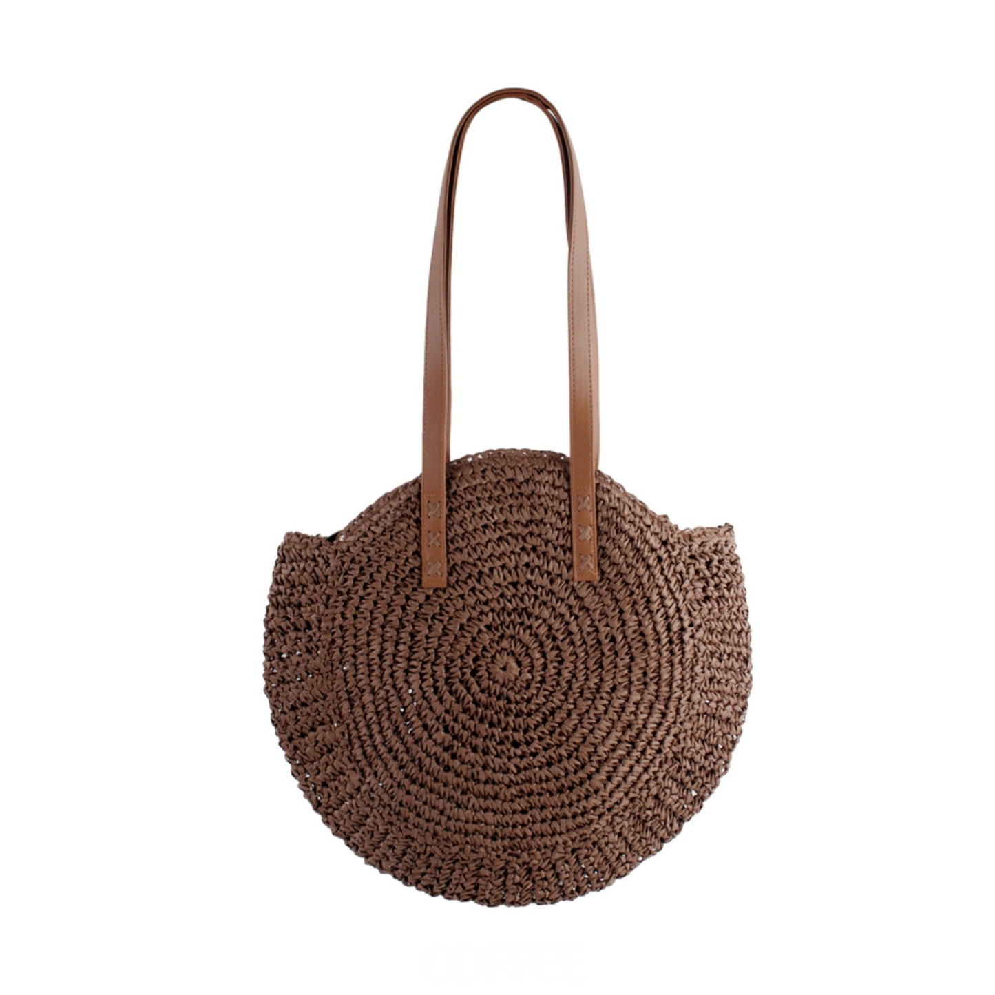 Beige Large Circle Straw Bag