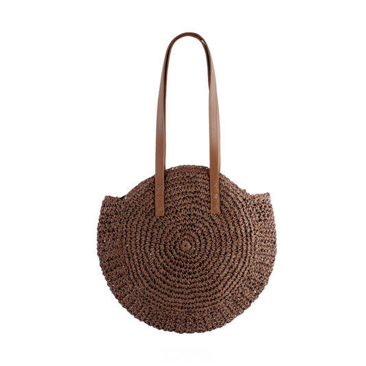Coffee Large Circle Straw Bag